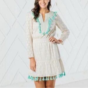 STS Sail to Sable Jacquard Lurex Tassel Boho Dress XL NWT